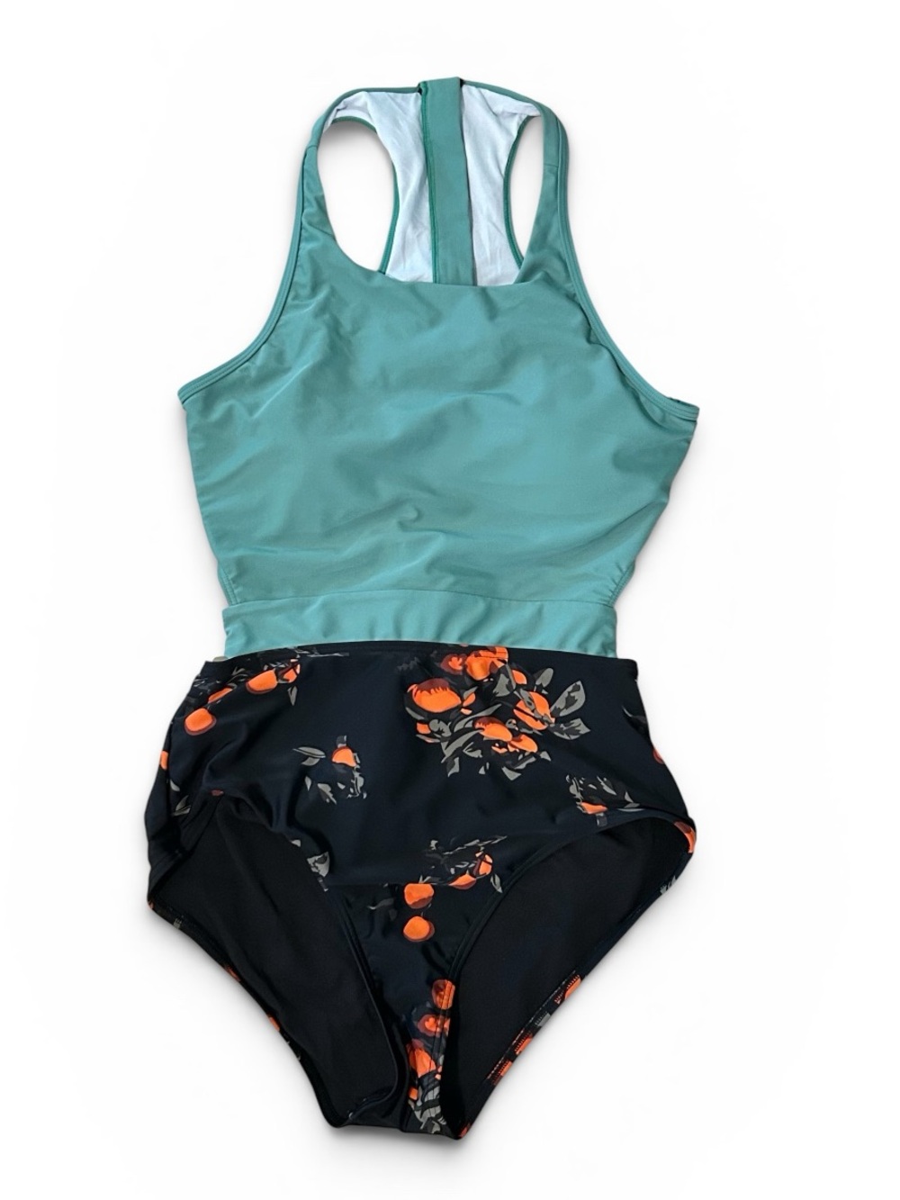 COCOSHIP Mint Green & Black Floral One-Piece Swimsuit